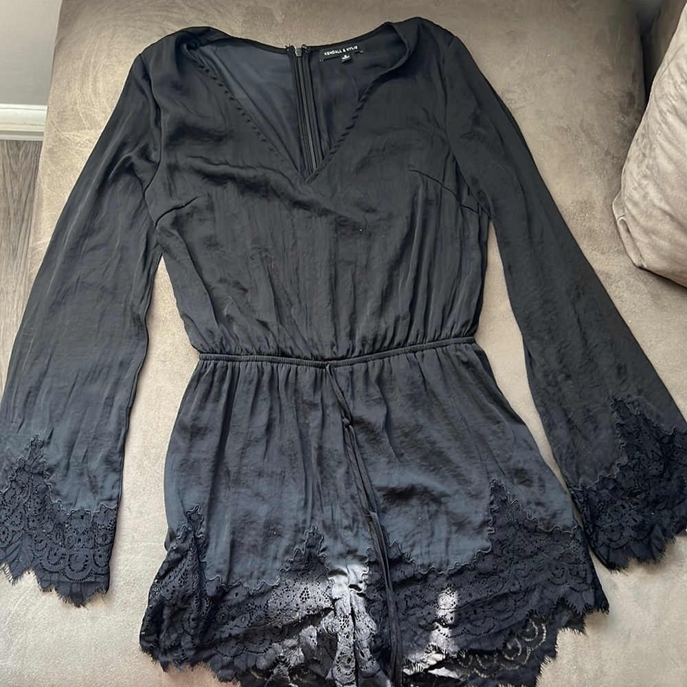 Kendall & Kylie SMALL black lace long sleeve romper